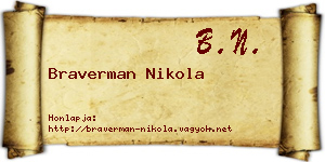 Braverman Nikola névjegykártya